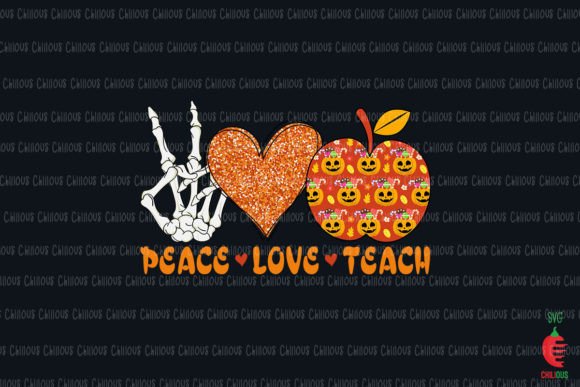 Skeleton Hand Peace Love Teach Teacher Graphics and Crafts